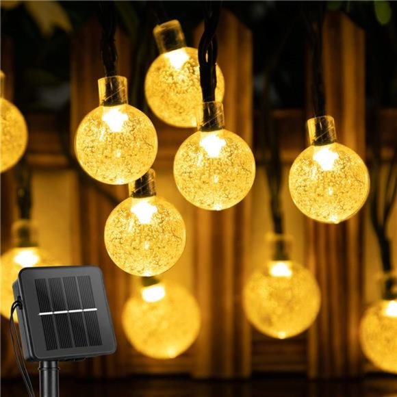 Solar String Lights Outdoor 60 Led 35.6Feet Crystal Globe Lights with 8 Lighting - Picture 1 of 6
